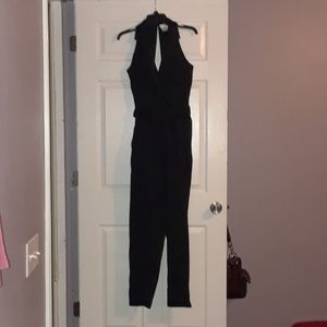 Black 'Satin-Velvet' Out on the Town jump suit